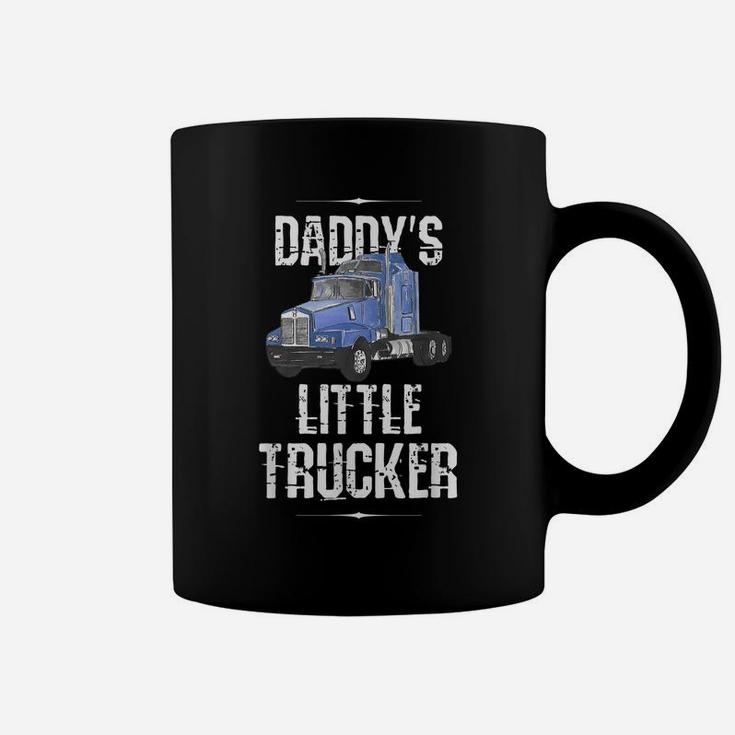 Kids Semi Truck Boys Gift Daddy's Little Trucker Coffee Mug
