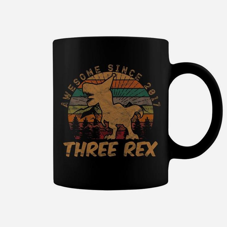 Kids Three Rex 3Rd Birthday Gifts Third Dinosaur 3 Year Old Coffee Mug