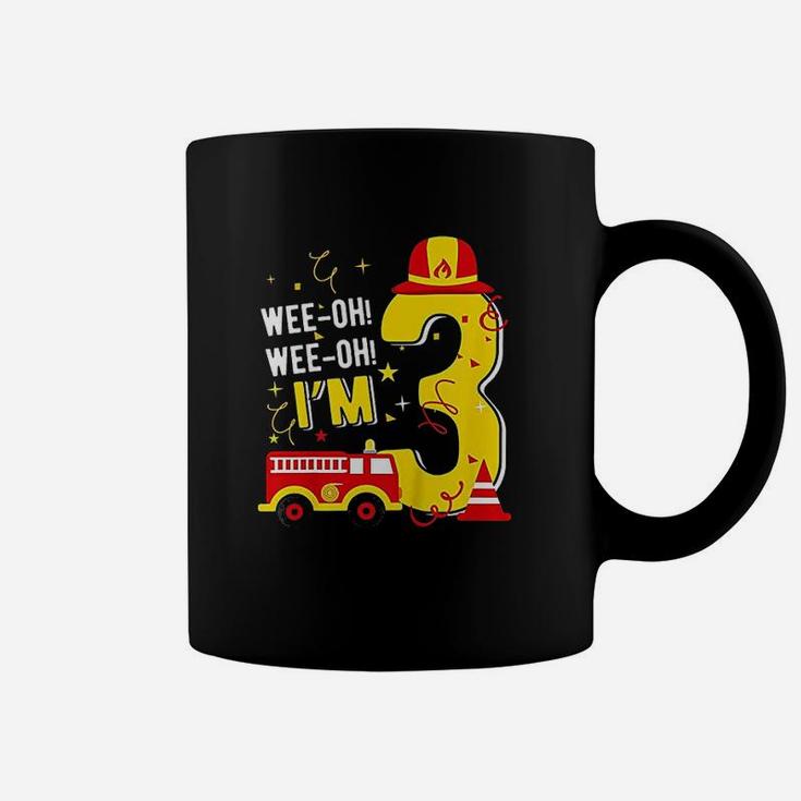 Kids Wee Oh Wee Oh Im 3 Fire Truck 3 Years Old Birthday Coffee Mug