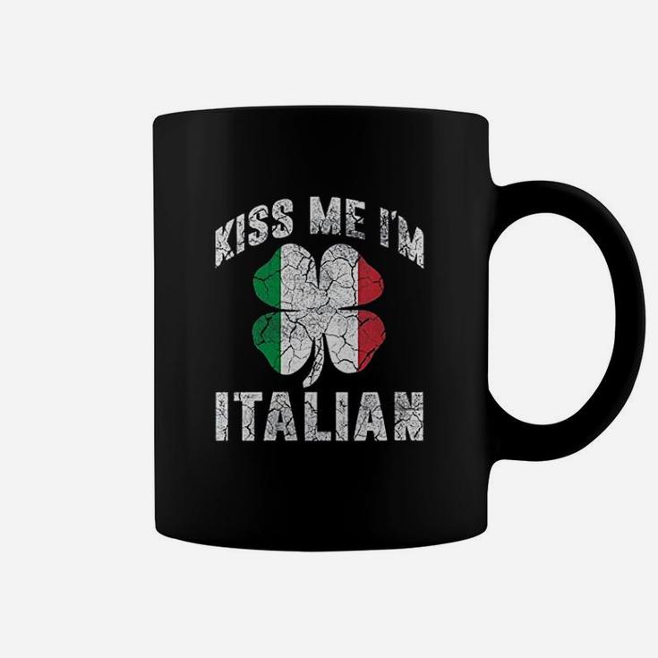 Kiss Me Im Italian Vintage Green Shamrock St Patricks Day Coffee Mug