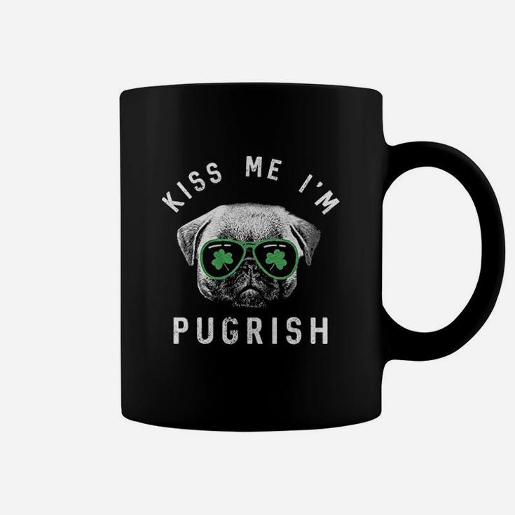 Kiss Me Im Pugrish Funny Saint Patricks Day Pug Irish Clover Coffee Mug