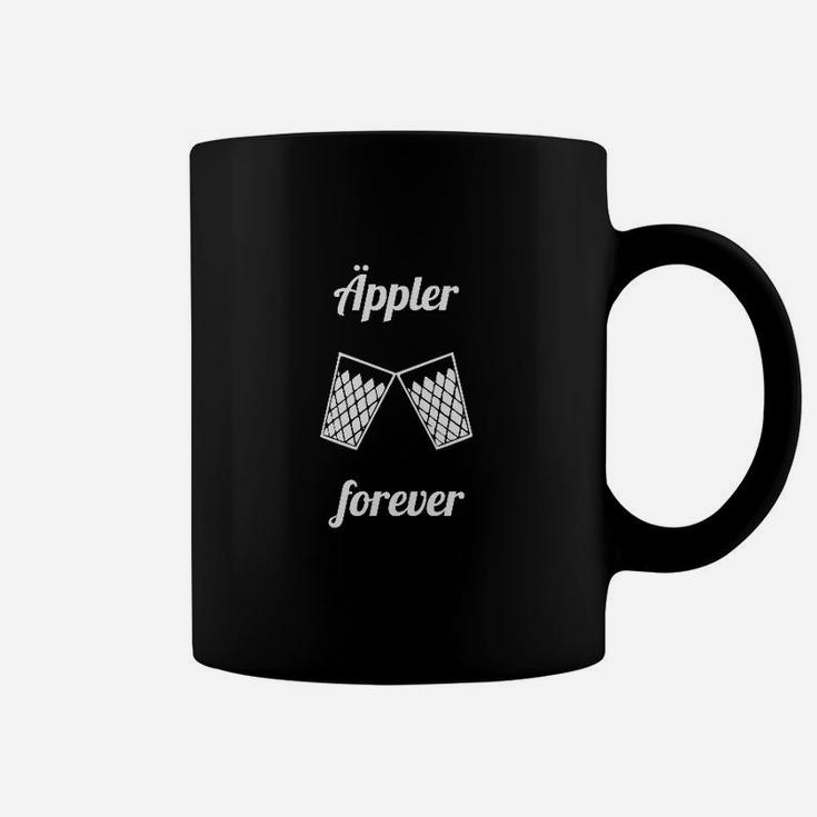 Lederhosen-Design Tassen Schwarz & 'Äppler Forever' Aufdruck