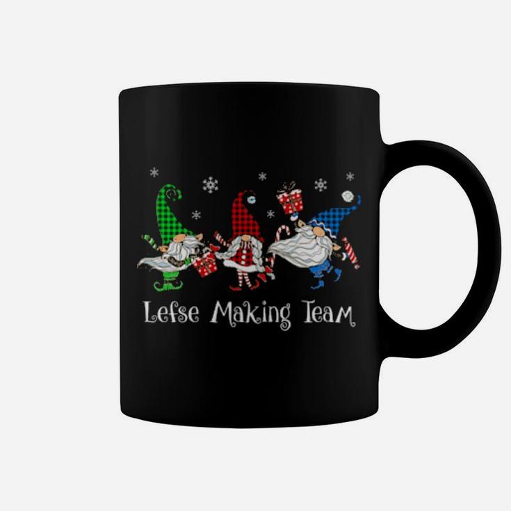 Lefse Making Rolling Team Gnome Buffalo Plaid Gnomes Xmas Coffee Mug