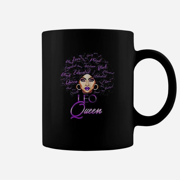 Leo Girl Purple Afro Queen Black Zodiac Birthday Coffee Mug