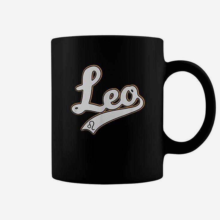 Leo July And August Birthday Astrology Sign Baseball Script Coffee Mug