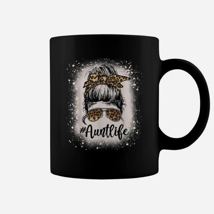 Leopard Aunt Life Messy Bun Bleached Auties Girl Mothers Day Coffee Mug