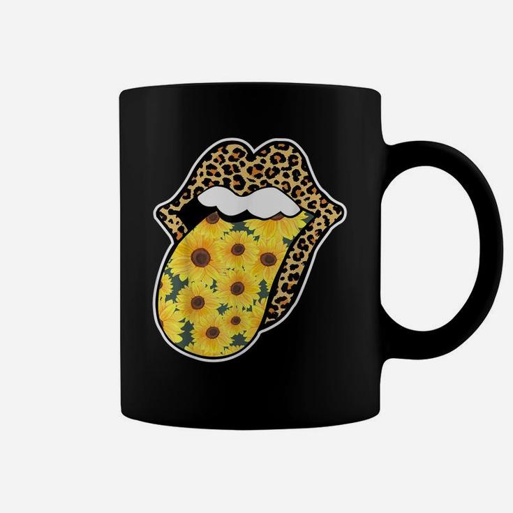 Leopard Lips Sunflower Tongue Sticking Out Flower Graphic Coffee Mug