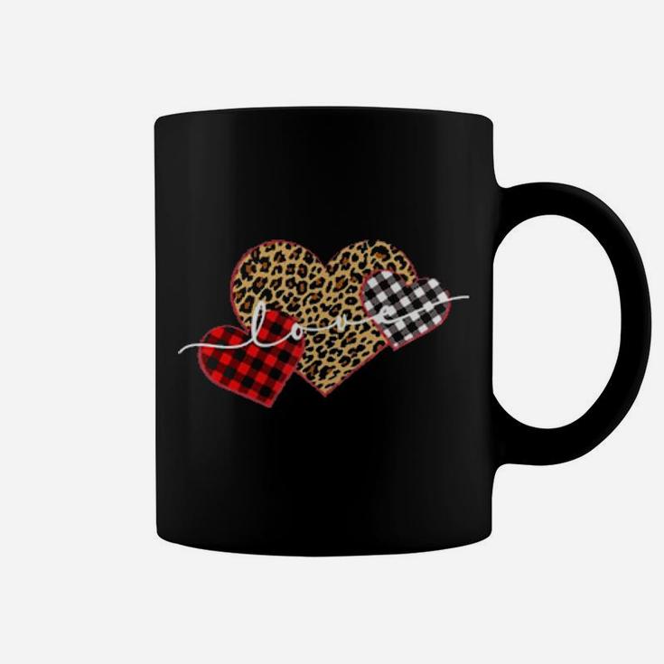 Leopard Print Buffalo Plaid Love Valentines Day Hearts Coffee Mug