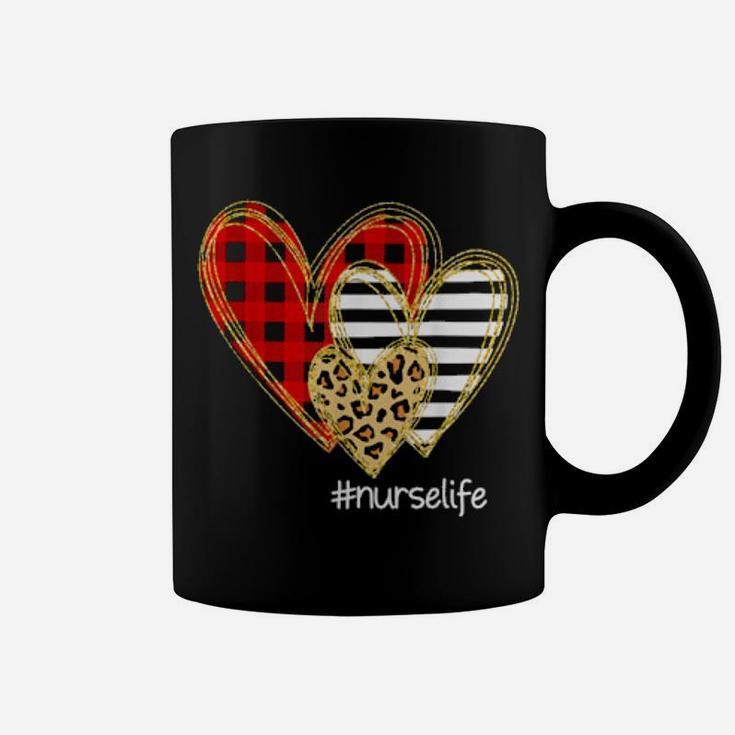 Leopard Red Plaid Striped Hearts Nurse Life Valentine's Day Coffee Mug
