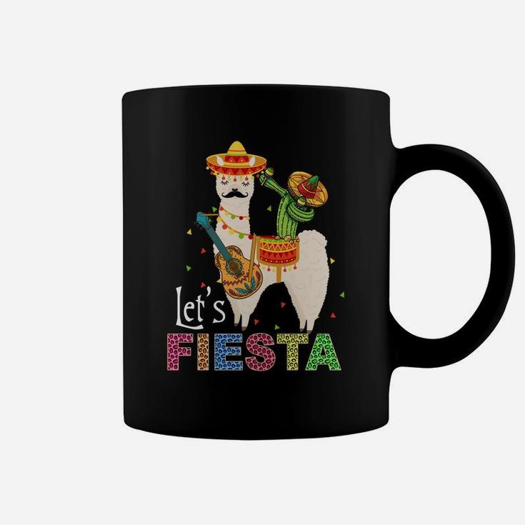 Let's Fiesta Llama Cinco De Mayo Cactus Sombrero Maracas Coffee Mug