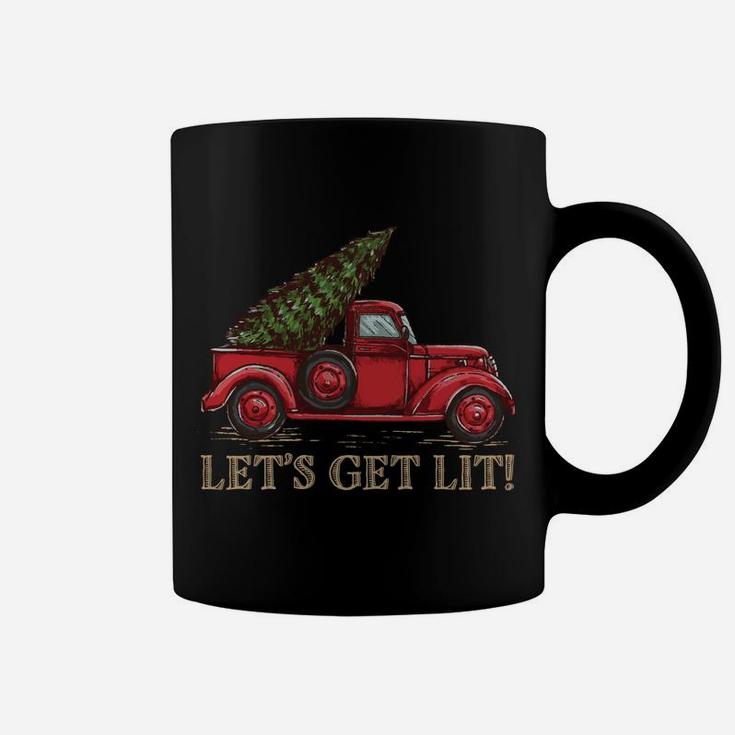 Let's Get Lit Christmas Design - Old Truck With A Xmas Tree Sweatshirt Coffee Mug