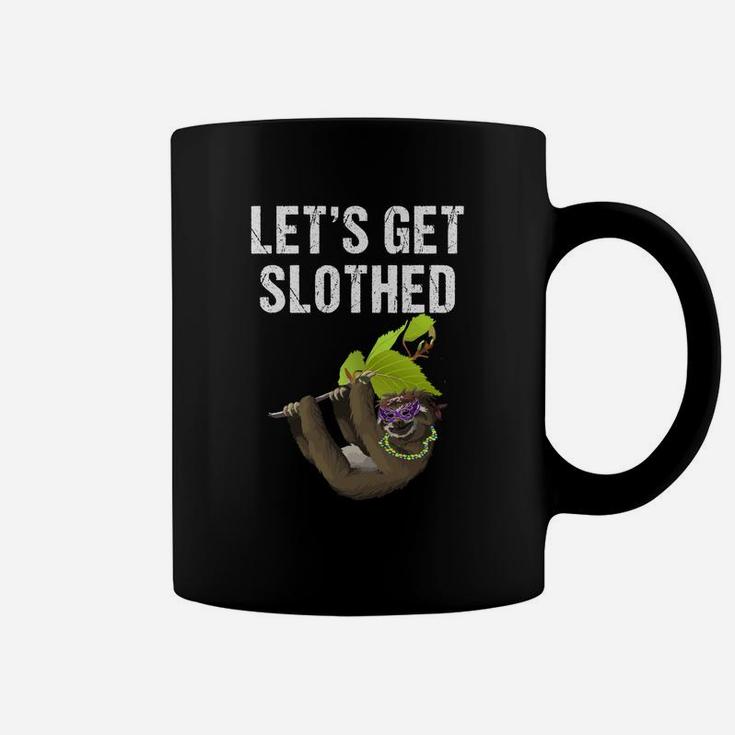 Lets Get Slothed Funny Sloth Mardi Gras Coffee Mug