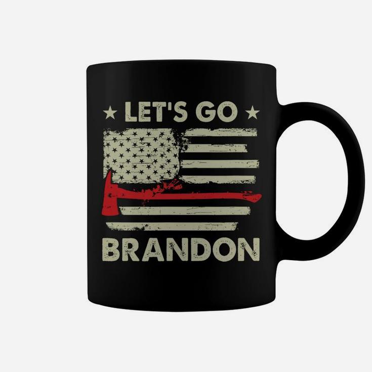 Let's Go Brandon Firefighter Thin Red Line Us Flag Coffee Mug