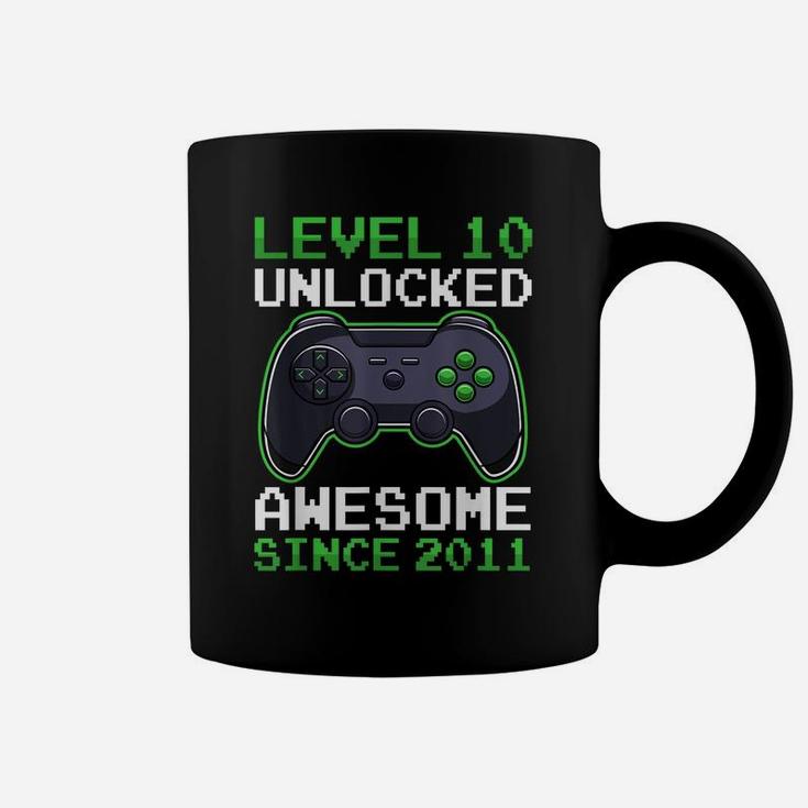 Level 10 Unlocked 10 Years Old Video Gamer Birthday Gift Coffee Mug