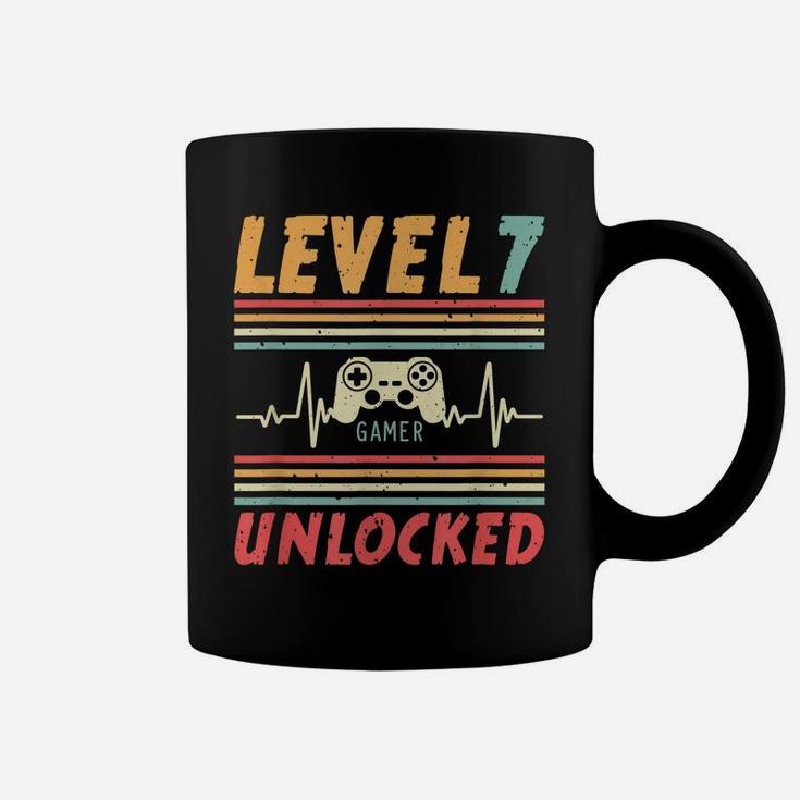 Level 7 Unlocked Gamer Heartbeat Video Game 7Th Birthday Coffee Mug