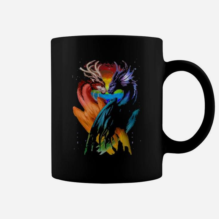 Lgbt Dragon Heart Rainbow Heart Dragon Lgbt Pride Coffee Mug
