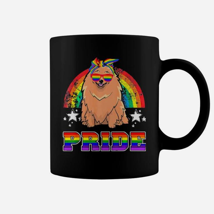 Lgbt Pomeranian Dog Gay Pride Rainbow Coffee Mug