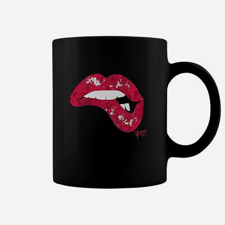 Lips Off  Biting Lip Coffee Mug