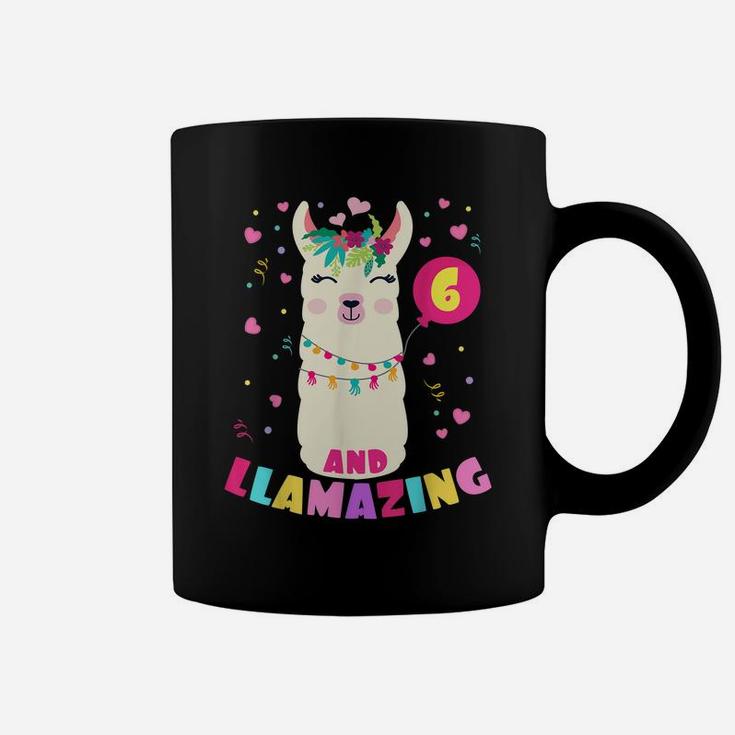 Llamazing 6 Years Old Girl Birthday Cute Llama Alpaca Kids Coffee Mug