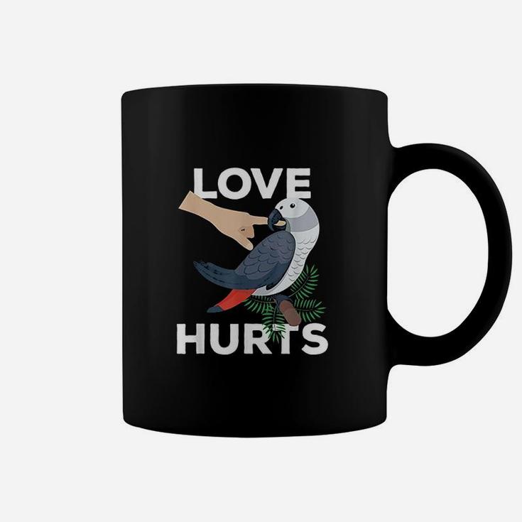 Love Hurts African Grey Parrot Biting Funny Gift Coffee Mug