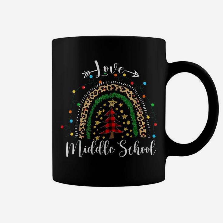 Love Middle School Teacher Funny Boho Rainbow Christmas Kids Coffee Mug