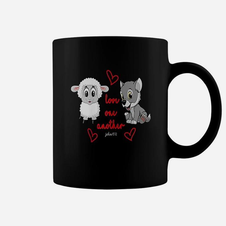 Love One Another Verse John Cute Puppy And Sheep Coffee Mug