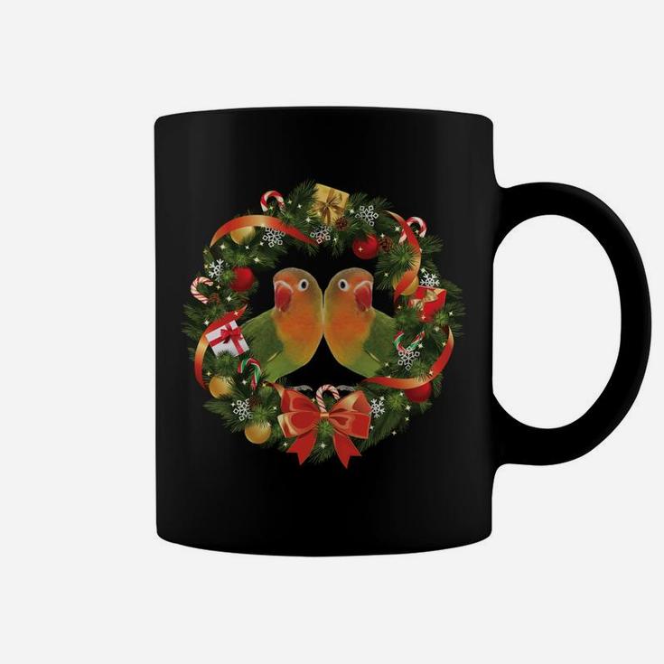 Lovebird Parrot Christmas Wreath Coffee Mug
