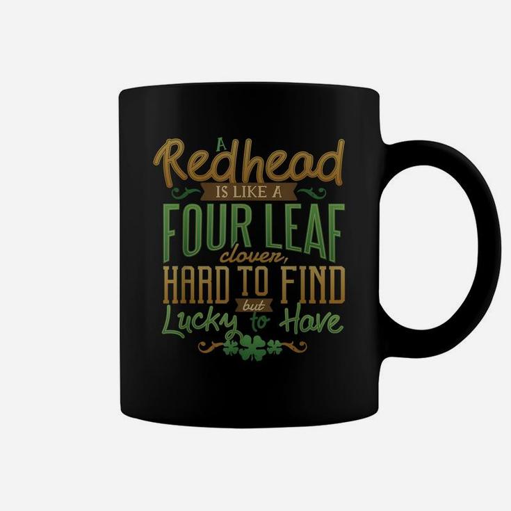 Lucky Redhead St Patrick Day Shirt Green Irish Shamrock Tee Coffee Mug