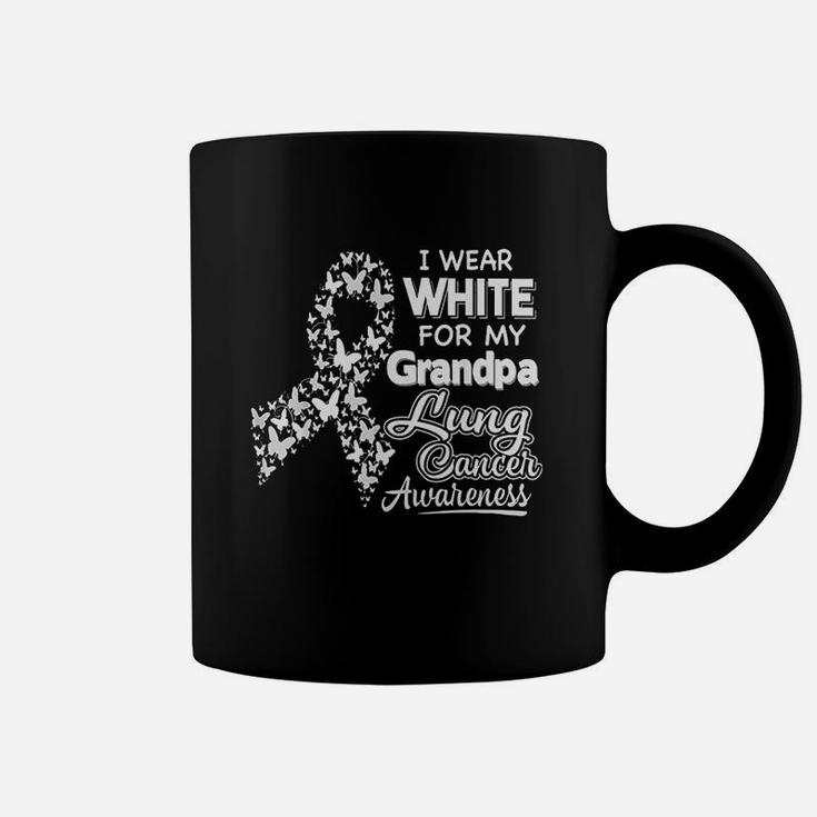 Lung Awareness  I Wear White For My Grandpa Coffee Mug