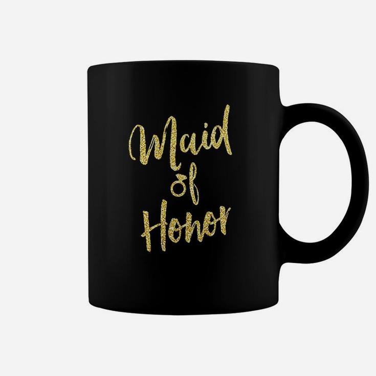 Maid Of Honor Gold Script Coffee Mug