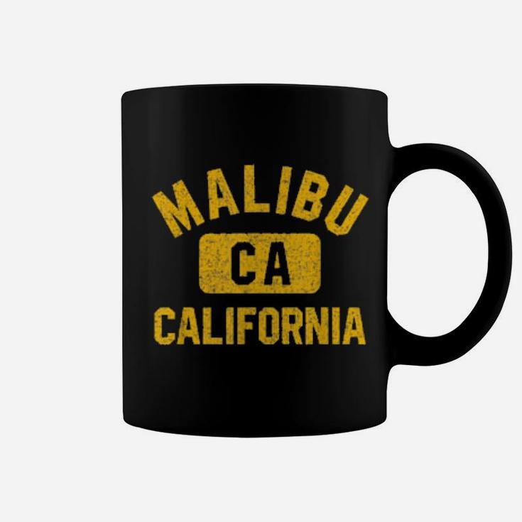 Malibu Ca California Gym Style Distressed Amber Print Coffee Mug