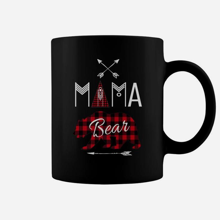 Mama Bear Shirt Buffalo Plaid Matching Family Group Camping Coffee Mug