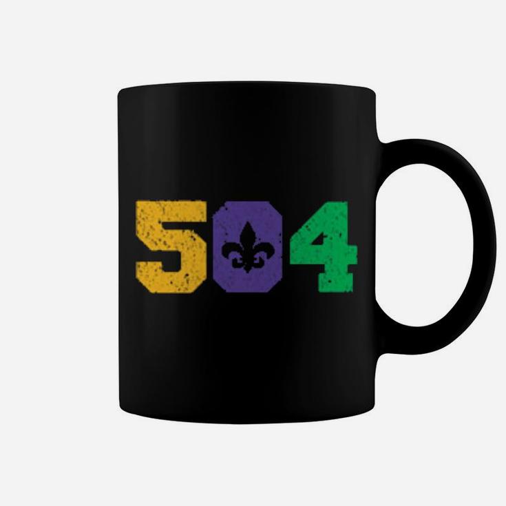 Mardi Gras 504 New Orleans State Louisiana Distressed Coffee Mug