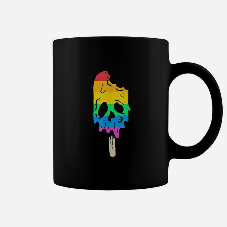Melting Rainbow Ice Cream Skull Coffee Mug