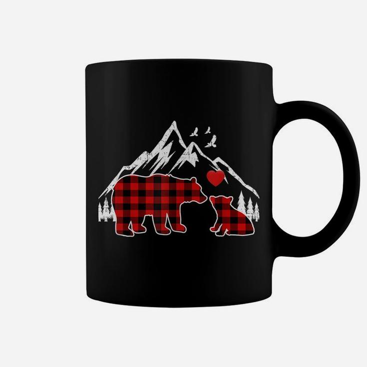 Mema Bear Shirt, Red Buffalo Plaid Grandma Bear Pajama Sweatshirt Coffee Mug