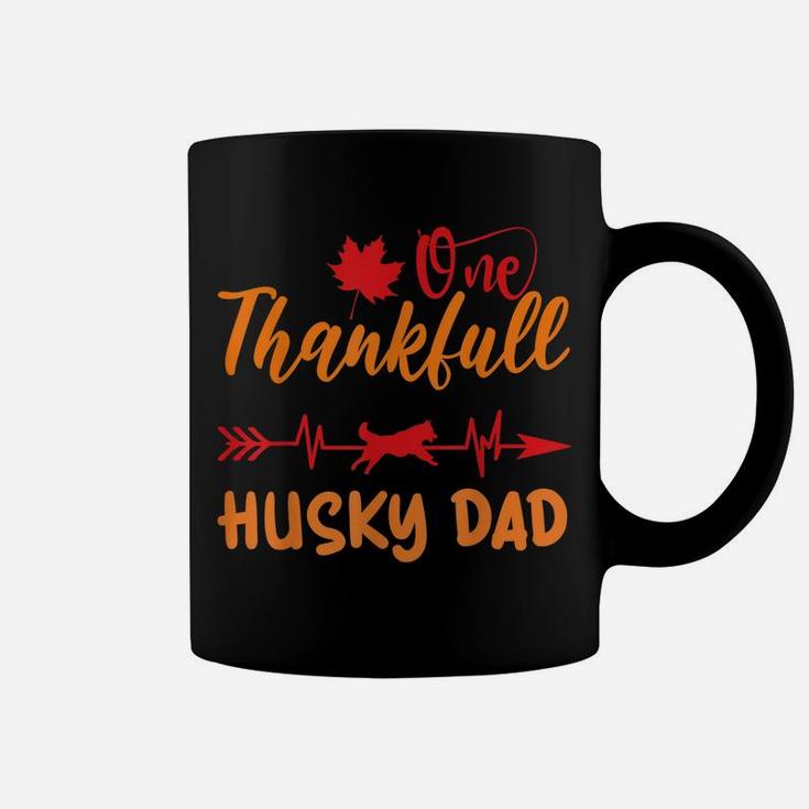 Men Heartbeat Thanksgiving One Thankful Husky Dad Dog Owner Coffee Mug