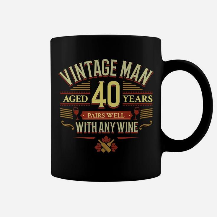 Mens 40Th Birthday Premium Tshirt | Man Aged Pairs With Wine Coffee Mug