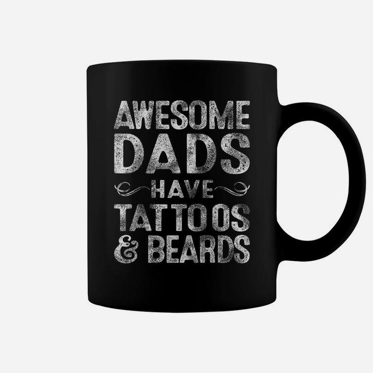Mens Awesome Dads Have Tattoos & Beards Bearded Dad Father's Day Coffee Mug