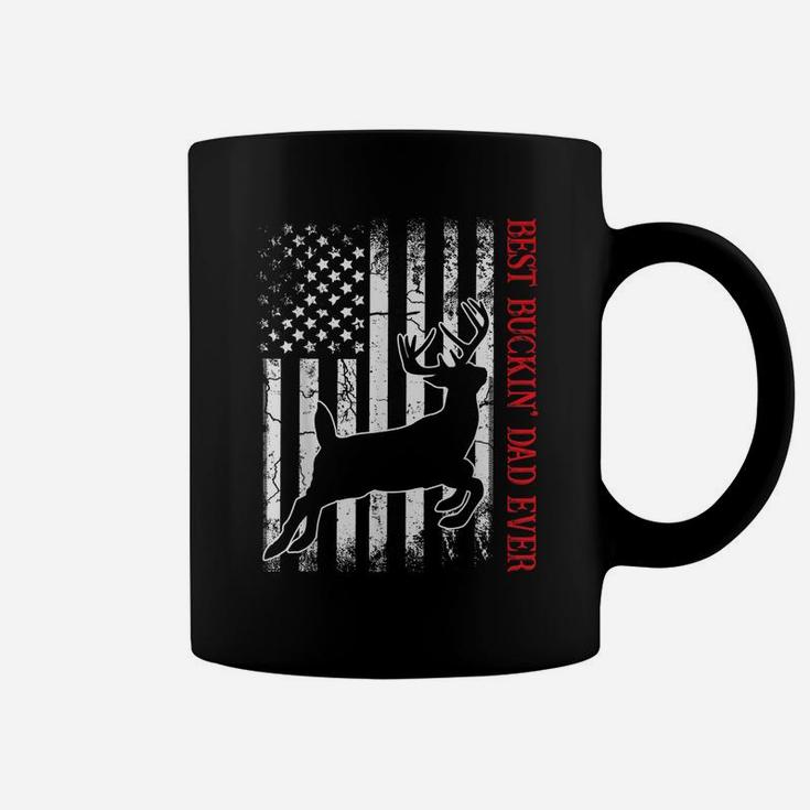 Mens Best Buckin' Dad Ever American Flag Deer Hunting Coffee Mug