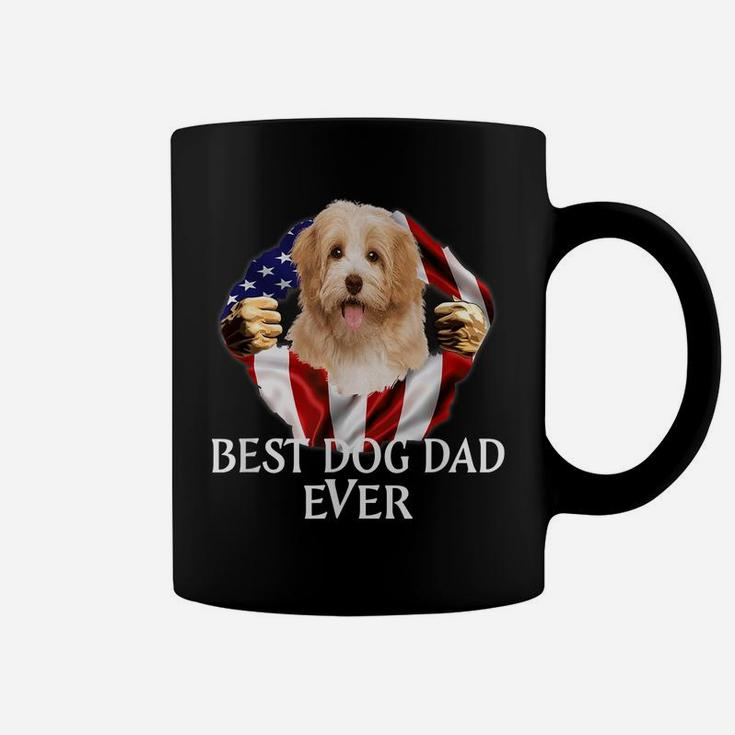 Mens Best Dog Dad Ever Cavachon Dog American Flag Coffee Mug