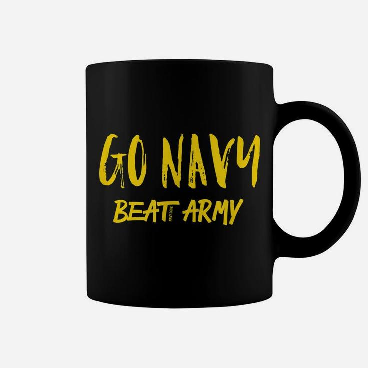 Mens Blue Gold "Go Navy Beat Army" T-Shirt Coffee Mug