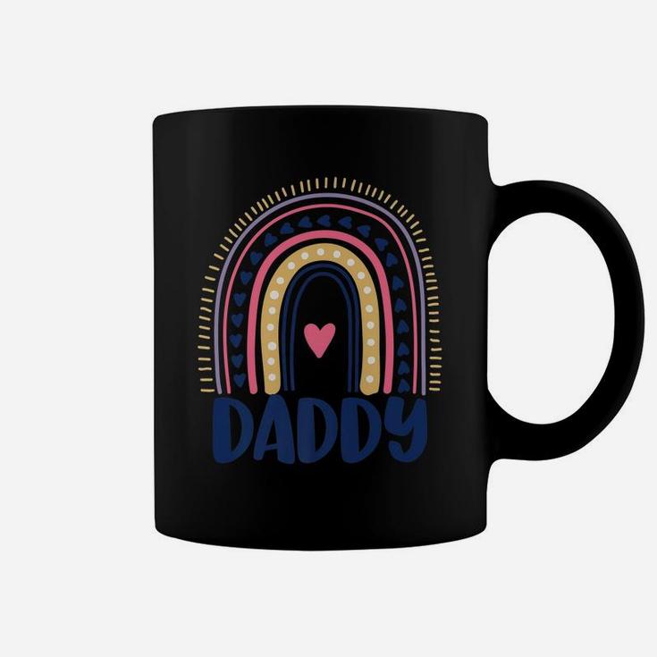 Mens Boho Rainbow Daddy Dad Of Birthday Girl Cute Matching Coffee Mug