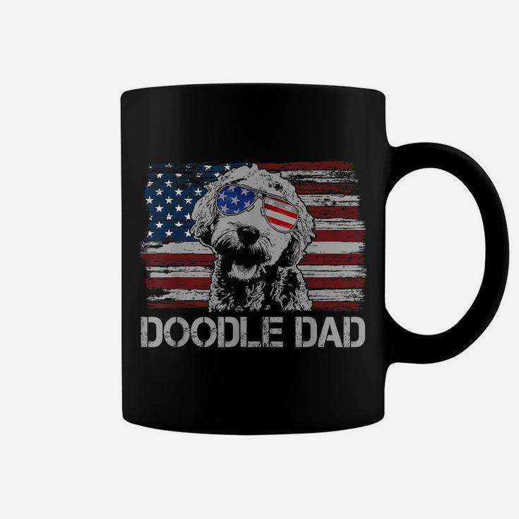 Mens Doodle Dad Goldendoodle Dog American Flag 4Th Of July Coffee Mug