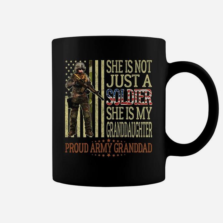 Mens My Granddaughter Is A Soldier Hero Proud Army Granddad Gift Coffee Mug
