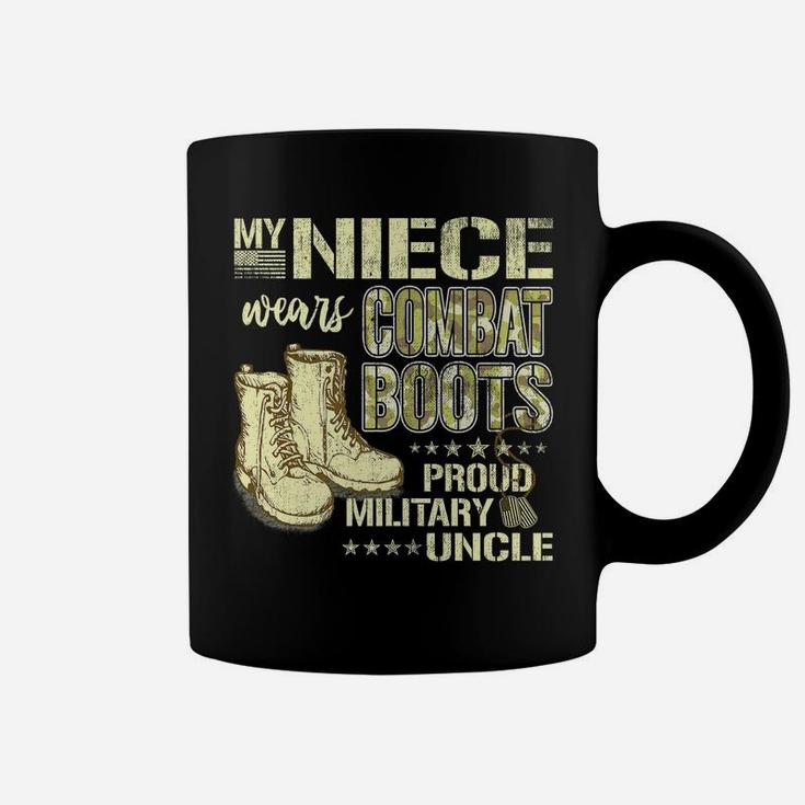 Mens My Niece Wears Combat Boots Dog Tags - Proud Military Uncle Coffee Mug