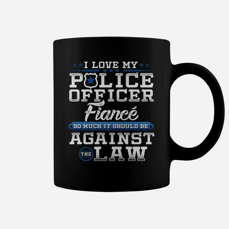Mens Police Officer Fiance Shirt Proud Engaged Blue Line Coffee Mug