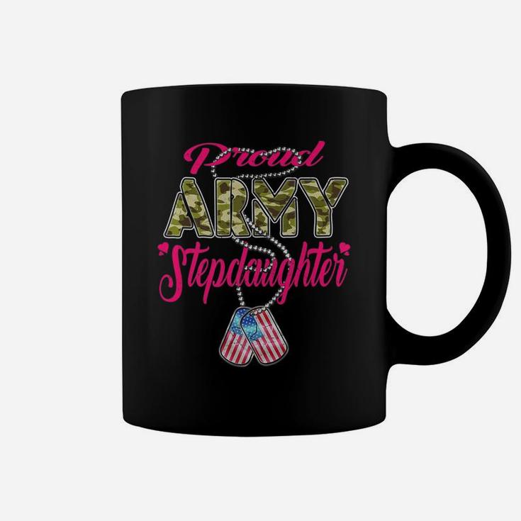 Mens Proud Army Stepdaughter Us Flag Camo Dog Tag Military Family Coffee Mug