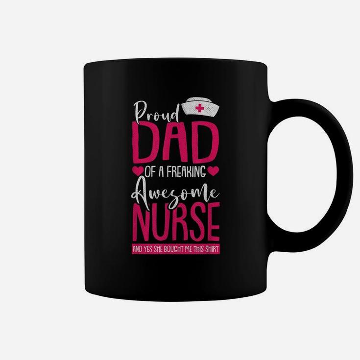 Mens Proud Dad Of A Nurse Funny Daddy Papa Pops Father Men Gift Coffee Mug