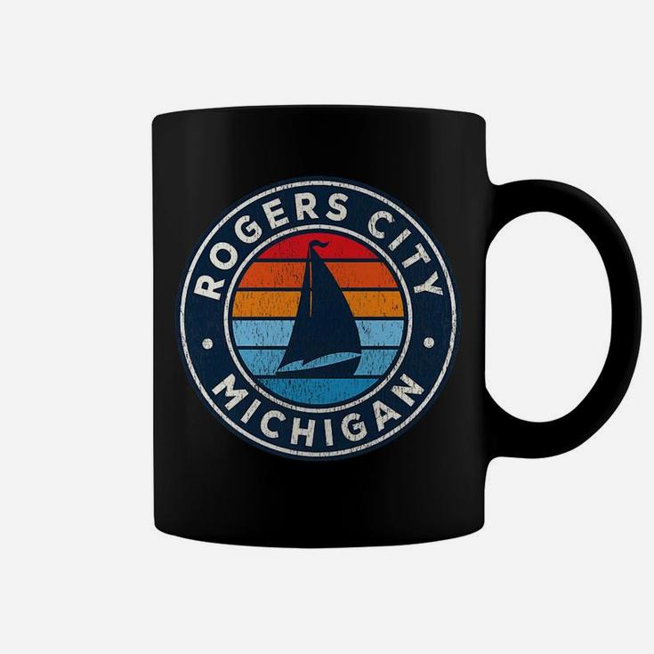 Mens Rogers City Michigan Mi Vintage Sailboat Retro 70S Coffee Mug