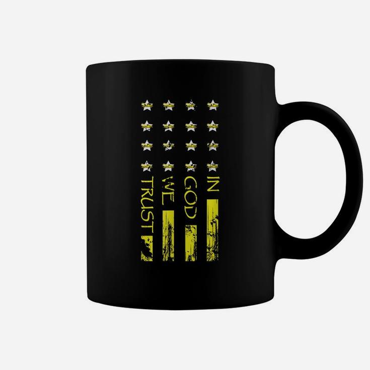 Mens Tow Truck Driver Gift Idea In God We Trust Yellow Line Coffee Mug
